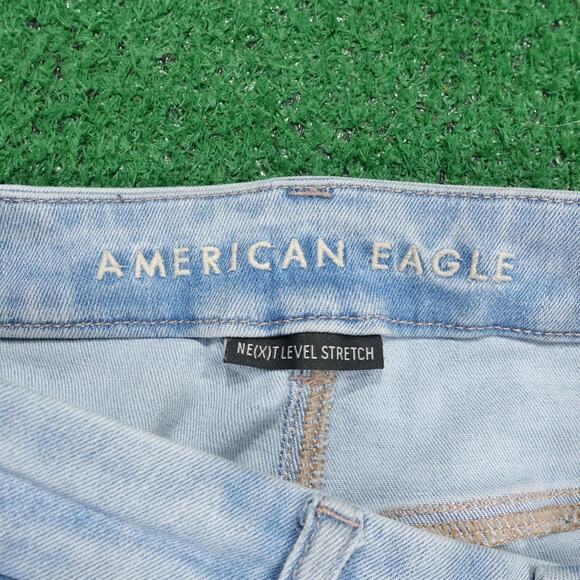 American Eagle Jeans Womens 8 Light Wash Curvy Hi Rise Jegging Ripped Stretch - Picture 8 of 11